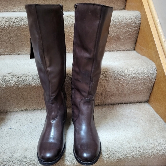 Call It Spring Shoes - NWT! DARK BROWN TALL LEATHER BOOTS! SIZE 9!